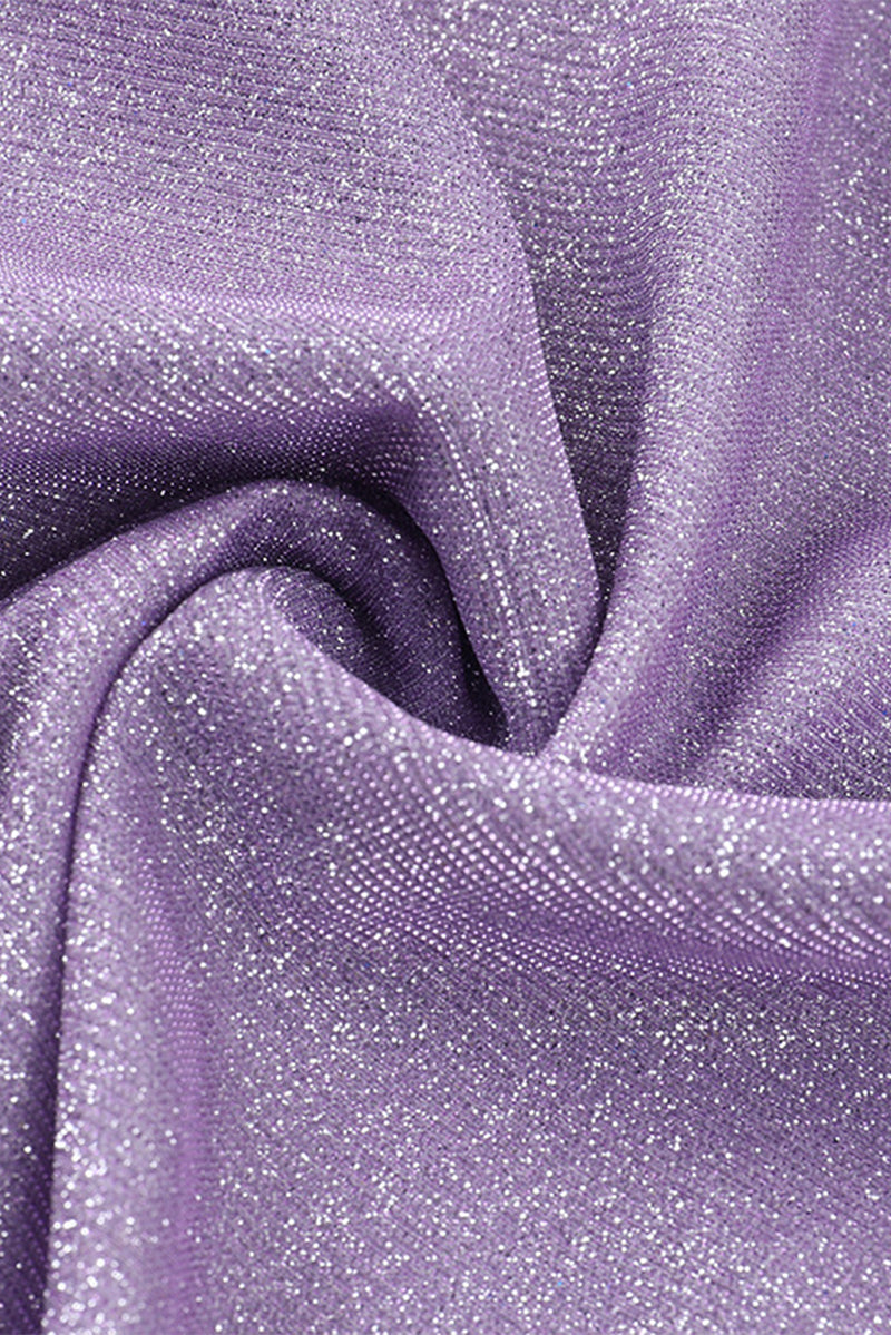 Vestidos sexys con falda cruzada y hombros descubiertos con lentejuelas fruncidas