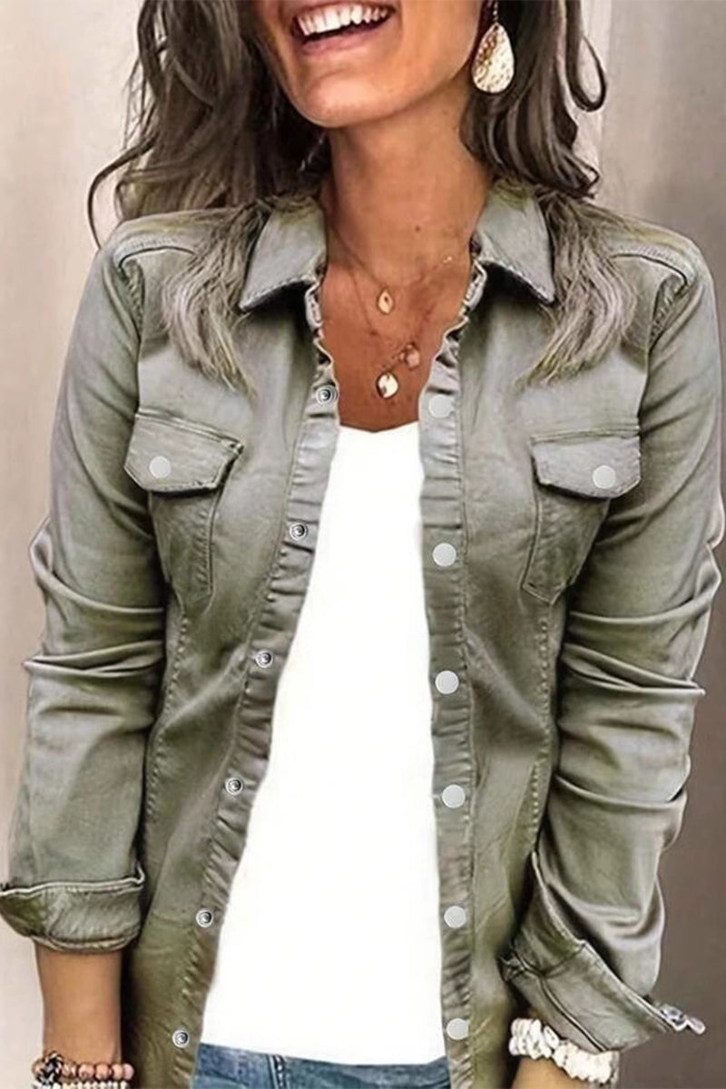 Blusas casuales de cuello vuelto con botones para uso diario (3 colores)