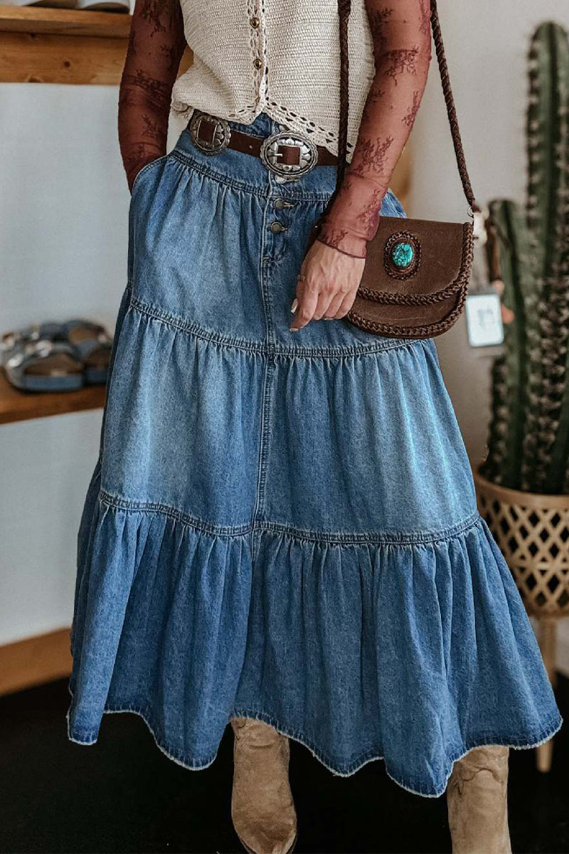 Pantalones casuales de calle con hebilla desgastada, sueltos, de cintura alta, tipo A, con parches