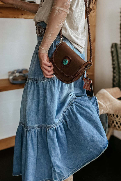 Pantalones casuales de calle con hebilla desgastada, sueltos, de cintura alta, tipo A, con parches