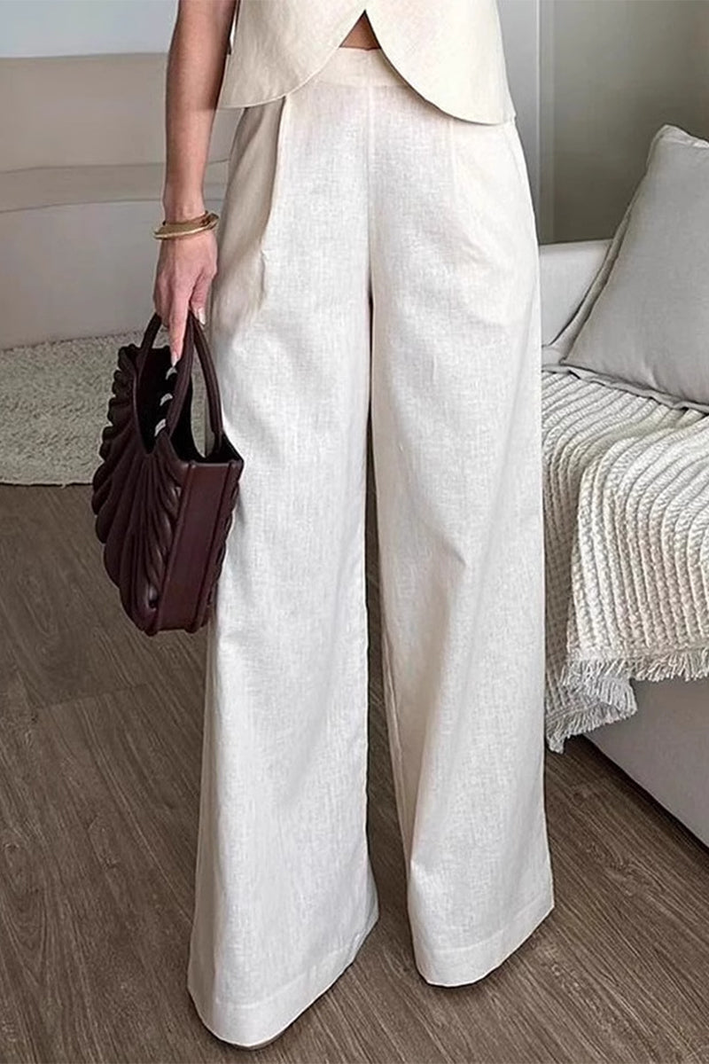 Conjunto informal de dos piezas con cuello halter, fruncido e irregular, sin mangas