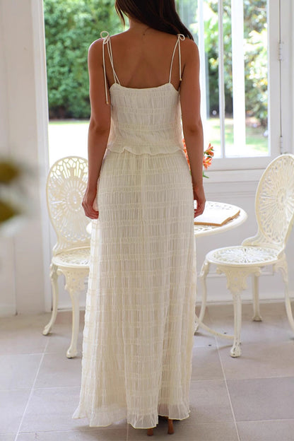 Conjunto de dos piezas sexy con encaje, escote en V y sin mangas