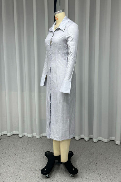 Vestidos camiseros casuales con cuello vuelto y hebilla