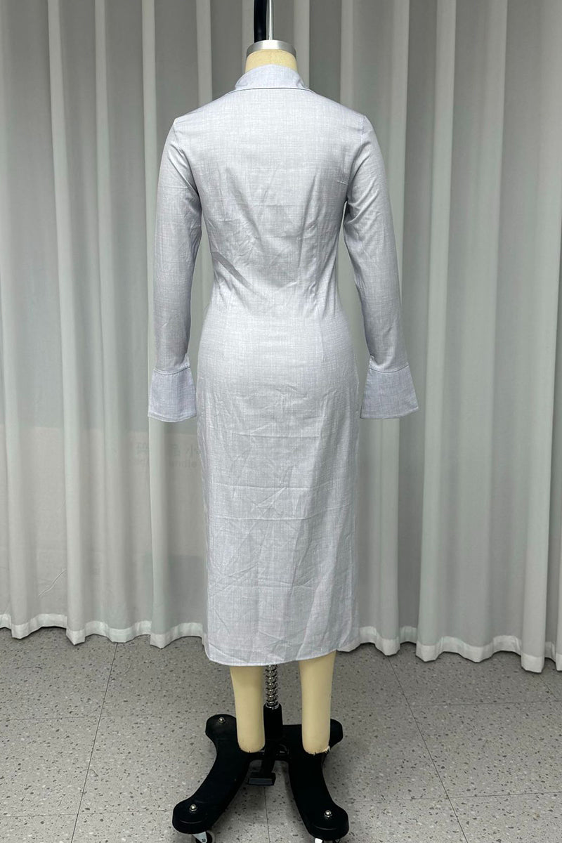 Vestidos camiseros casuales con cuello vuelto y hebilla