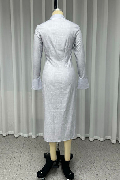 Vestidos camiseros casuales con cuello vuelto y hebilla