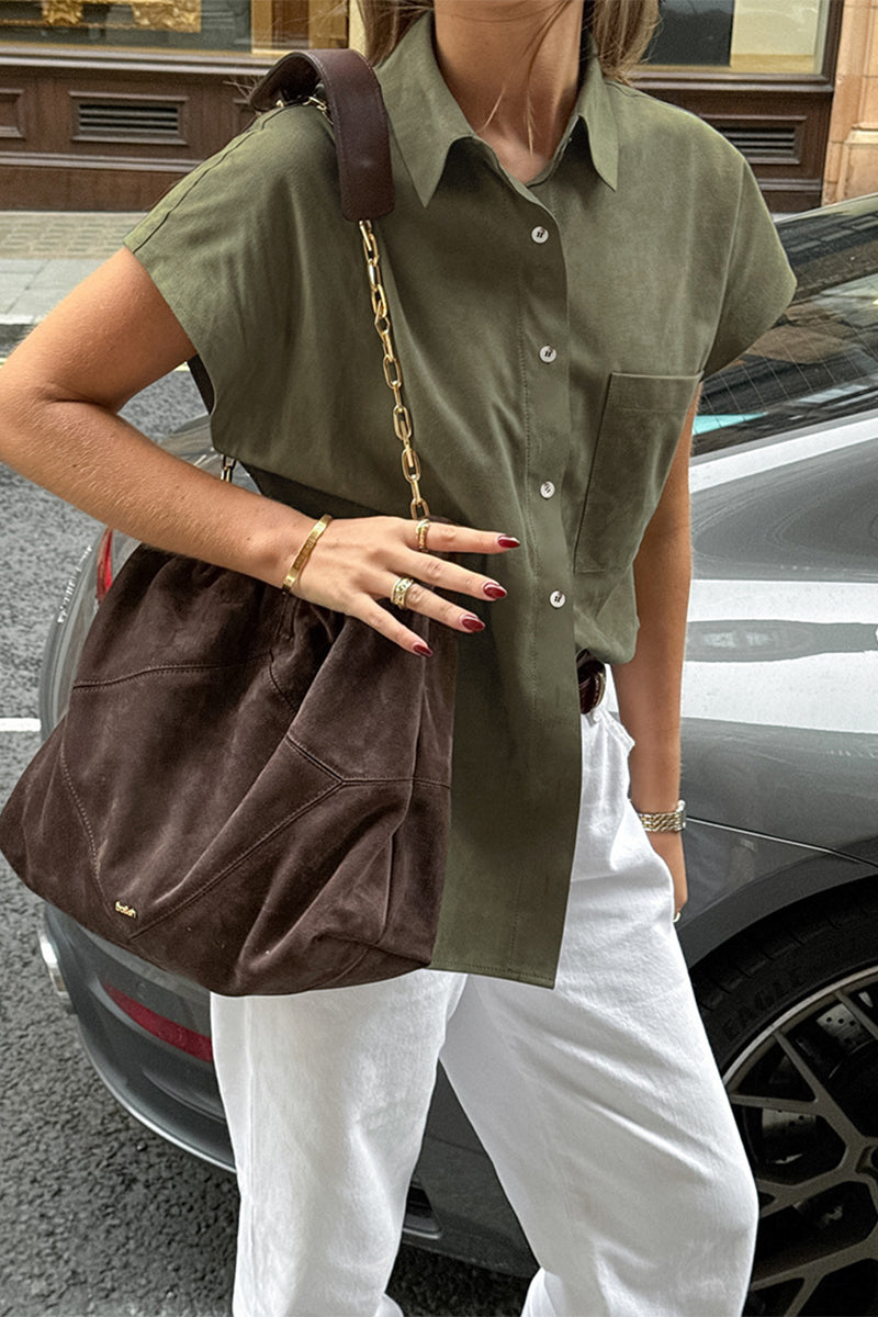 Blusas casuales con botones y cuello vuelto