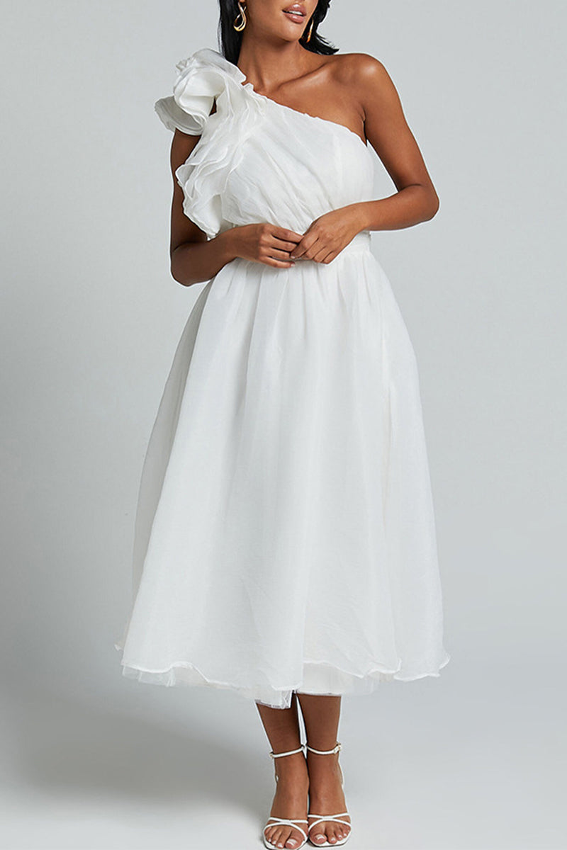 Vestidos sexys sin mangas con hombros caídos y volantes fruncidos (3 colores)