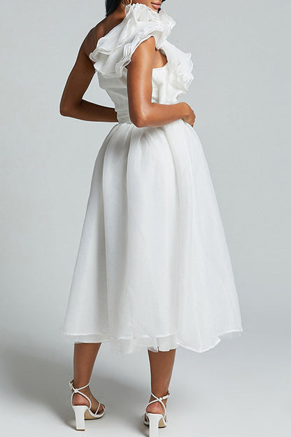 Vestidos sexys sin mangas con hombros caídos y volantes fruncidos (3 colores)