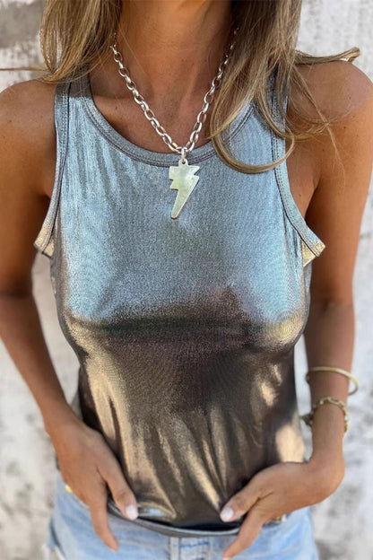 Tops casuales de cuello redondo de color sólido (7 colores)