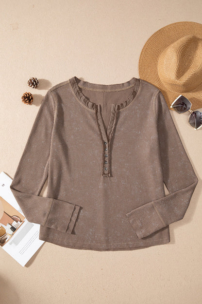 Blusa informal con cuello en V, botones y patchwork a cuadros (3 colores)