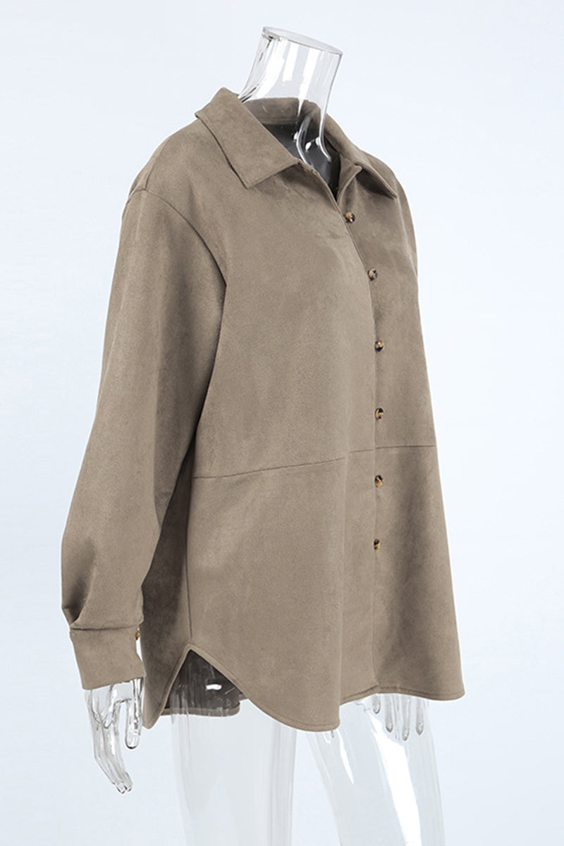 Blusas casuales con botones y cuello vuelto