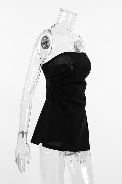 Tops sexys sin tirantes con abertura y cremallera