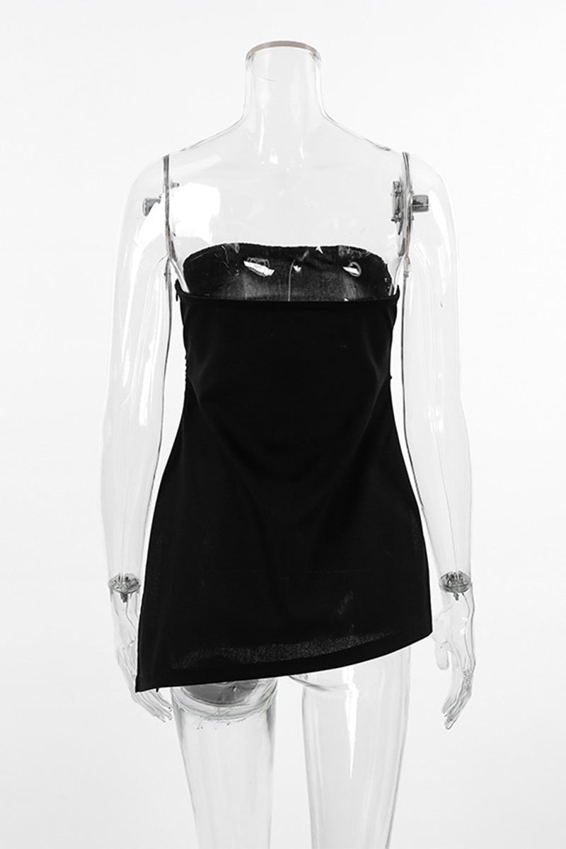 Tops sexys sin tirantes con abertura y cremallera