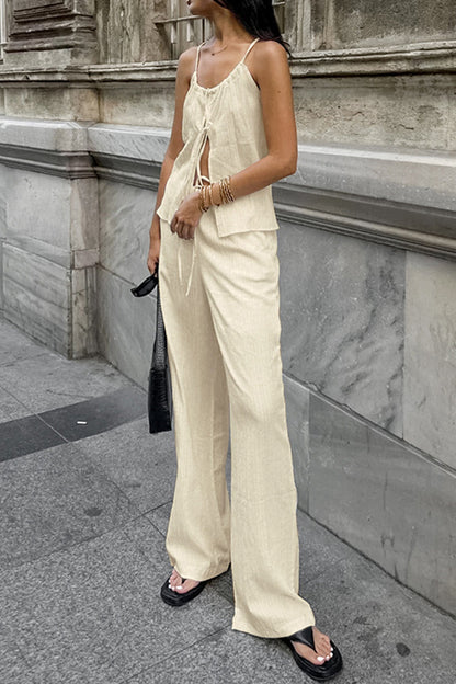 Traje de baño de dos piezas sin mangas con diseño de tirantes de bolsillo sexy