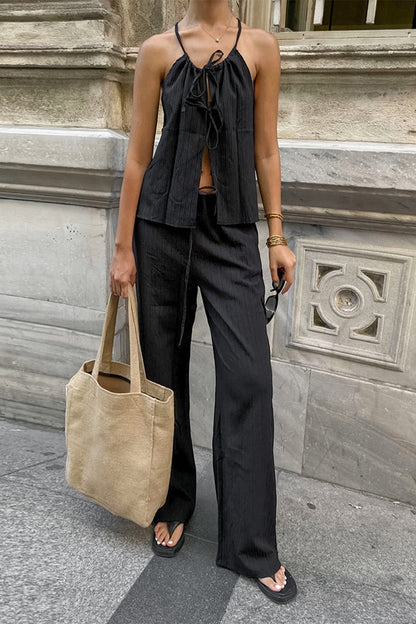 Traje de baño de dos piezas sin mangas con diseño de tirantes de bolsillo sexy