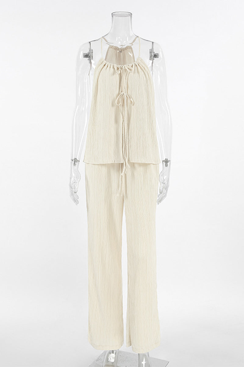 Traje de baño de dos piezas sin mangas con diseño de tirantes de bolsillo sexy