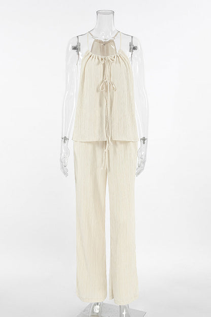 Traje de baño de dos piezas sin mangas con diseño de tirantes de bolsillo sexy