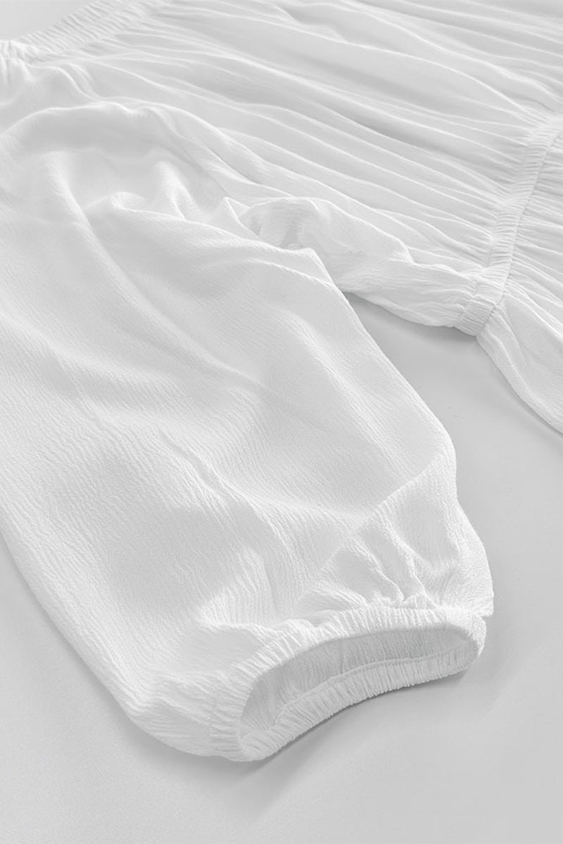 Vestidos sexis de manga larga con hombros descubiertos, fruncidos y encaje