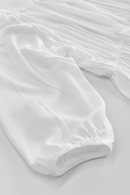 Vestidos sexis de manga larga con hombros descubiertos, fruncidos y encaje