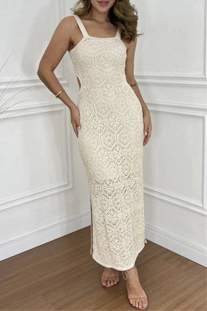 Vestidos sexis de una sola pieza con escote cuadrado y aberturas (4 colores)