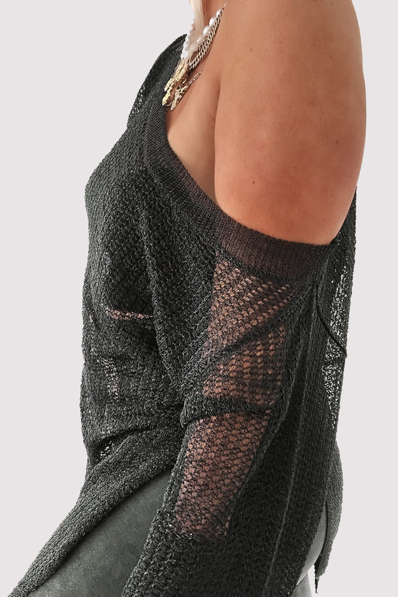 Tops sexys de color sólido con hombros descubiertos y calados