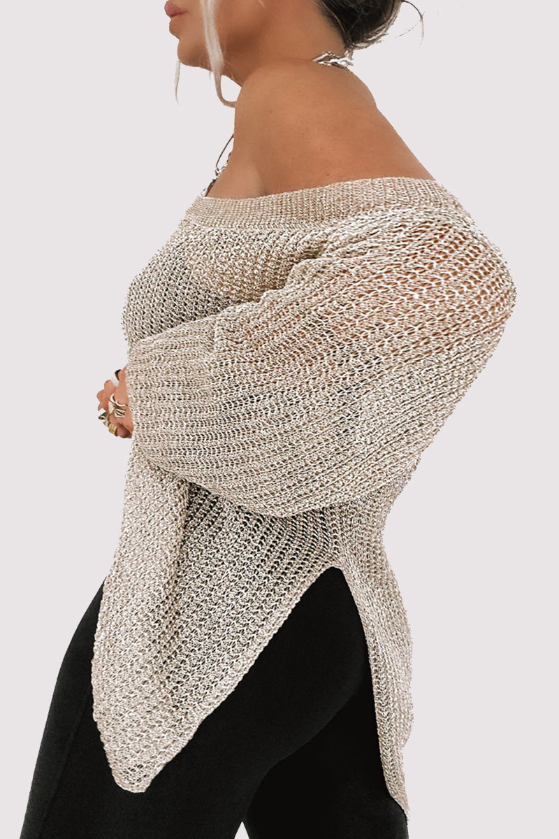 Tops sexys de color sólido con hombros descubiertos y calados