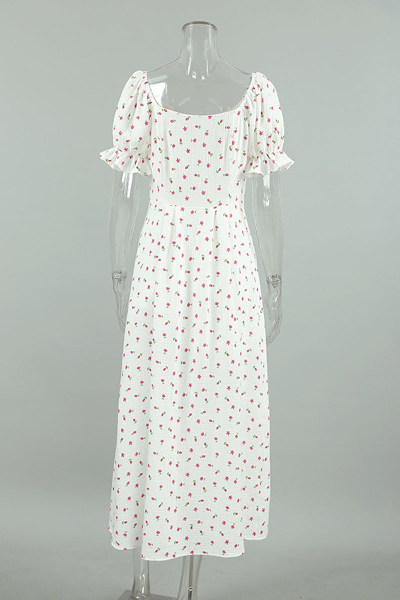 Sexy Flowers Buttons Off Shoulder A Line Dresses