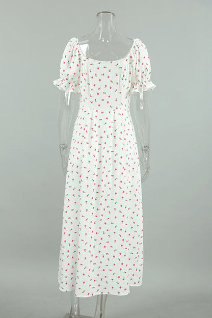 Sexy Flowers Buttons Off Shoulder A Line Dresses