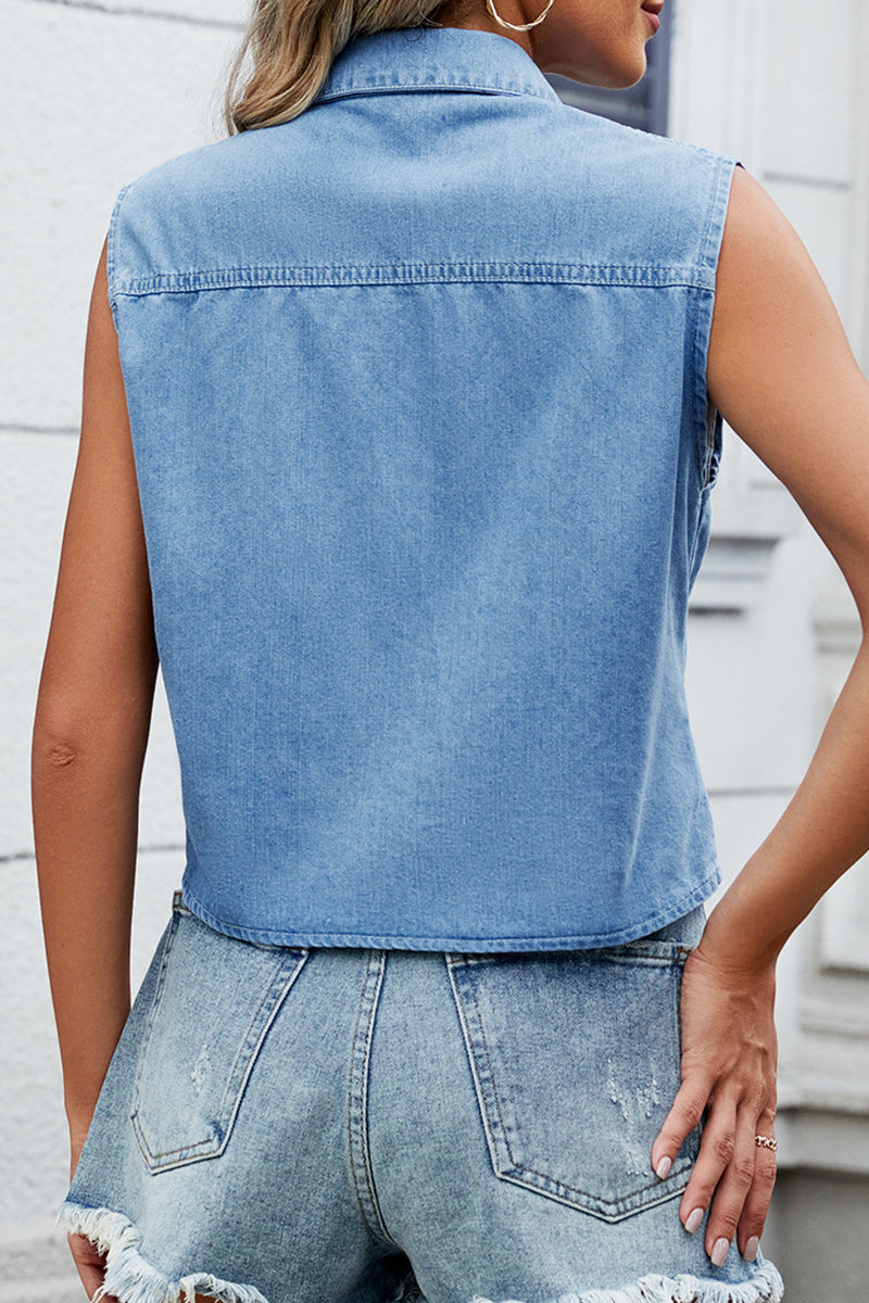 Blusas casuales con botones y cordones y cuello vuelto