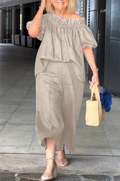 Sexy Pocket Off Shoulder Short Sleeve Two Pieces(6 Colors)