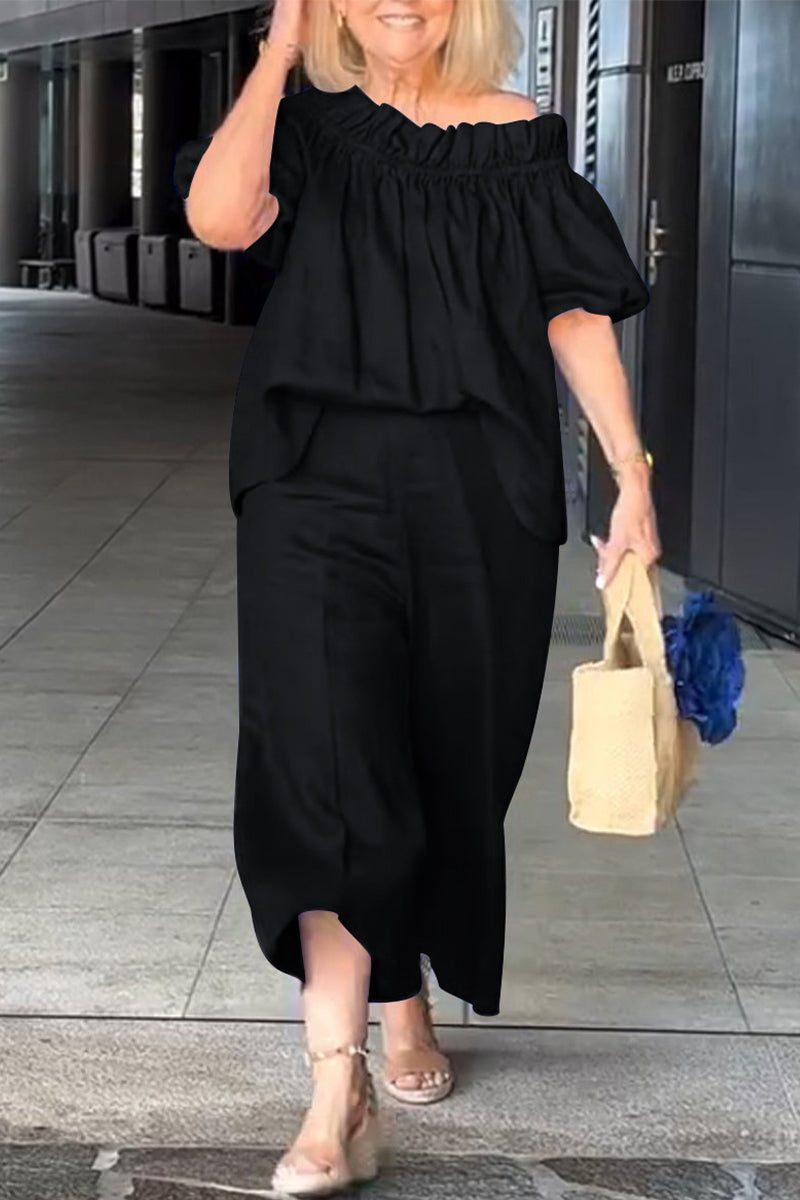 Sexy Pocket Off Shoulder Short Sleeve Two Pieces(6 Colors)