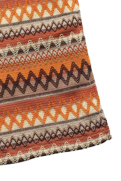 Vestidos casuales sin mangas con escote cuadrado y tejido con aberturas a rayas