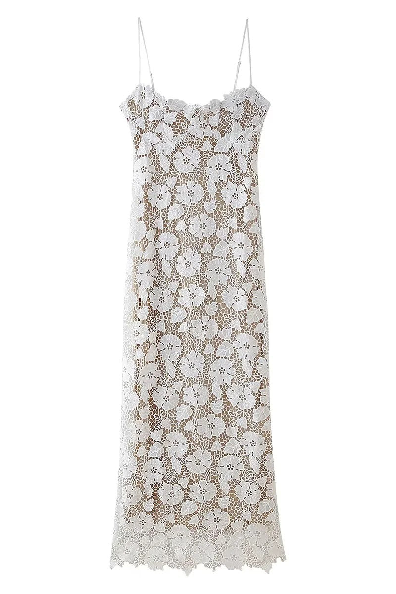 Vestidos largos con escote en V y diseño de tirantes de encaje sexy