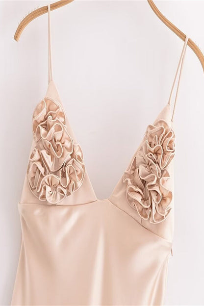 Sexy Patchwork Flowers V Neck Sling Dresses