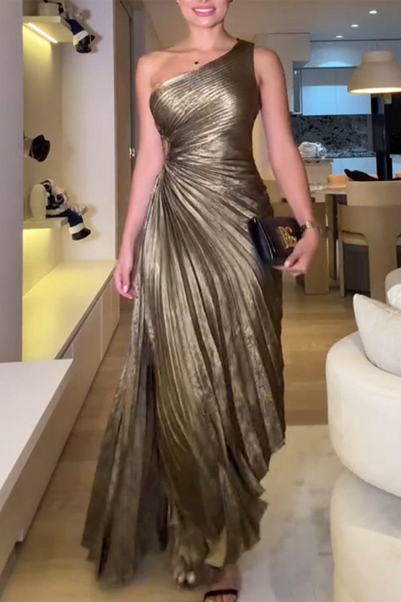 Vestidos de noche sexys con hombros caídos y pliegues irregulares