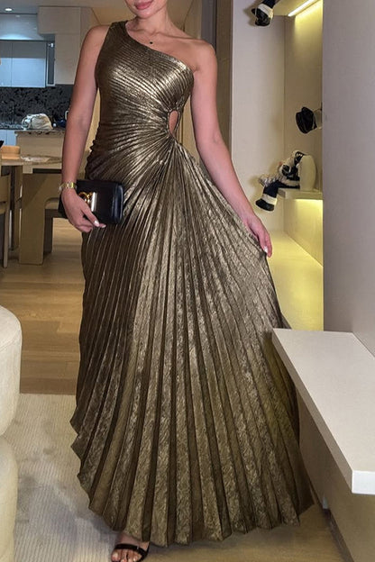 Vestidos de noche sexys con hombros caídos y pliegues irregulares