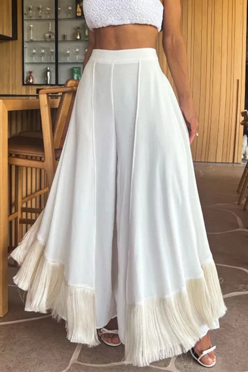 Pantalones casuales con dobladillo irregular con flecos y corte de bota (3 colores)