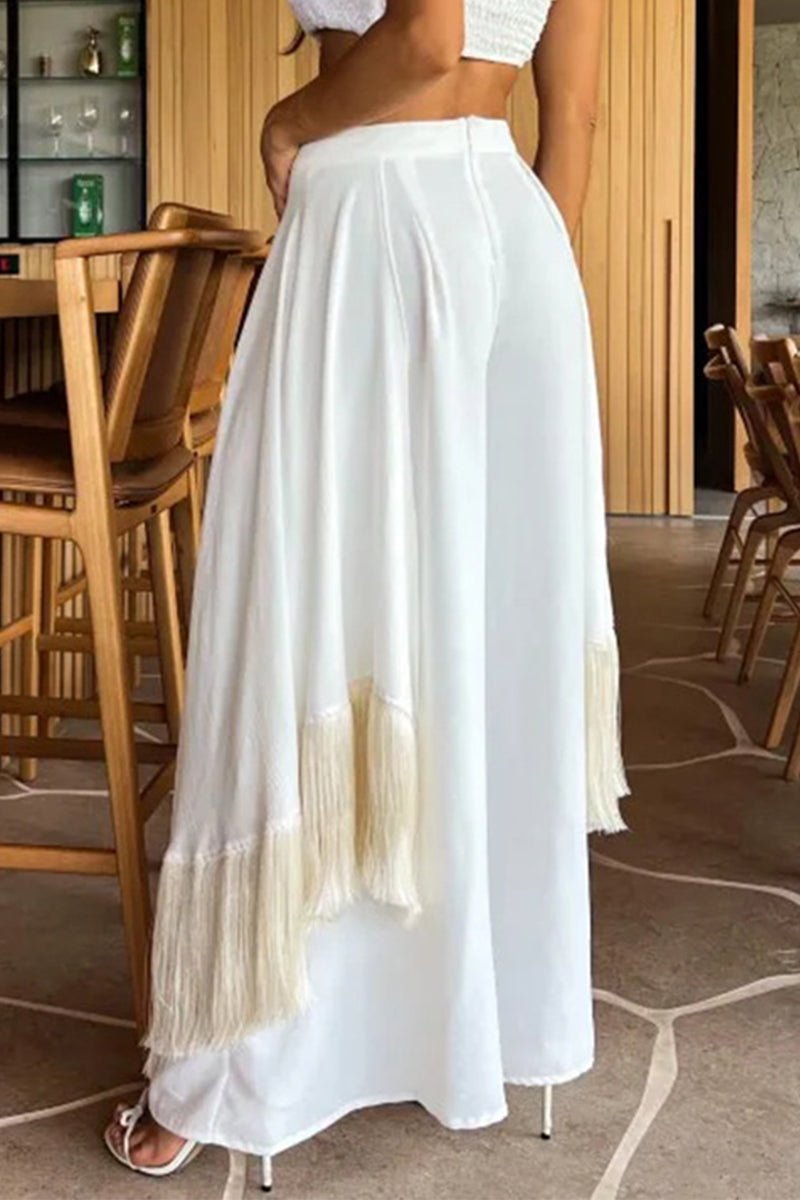 Pantalones casuales con dobladillo irregular con flecos y corte de bota (3 colores)