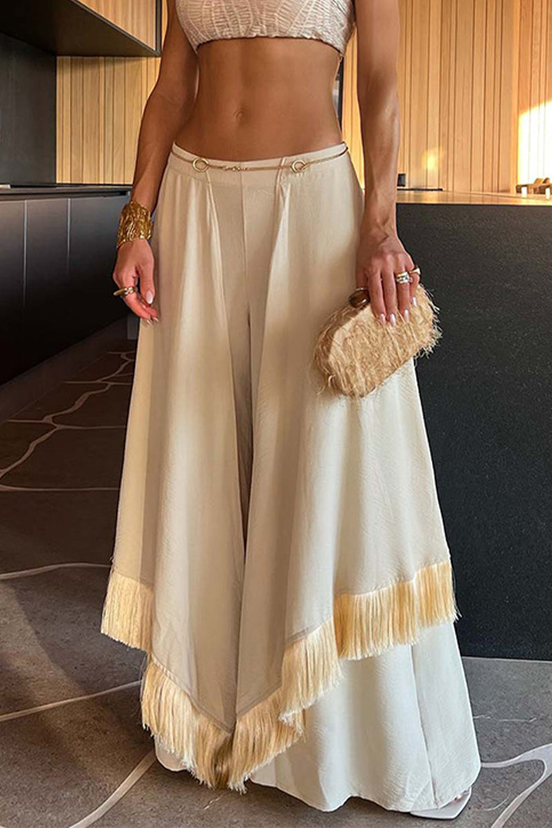 Pantalones casuales con dobladillo irregular con flecos y corte de bota (3 colores)