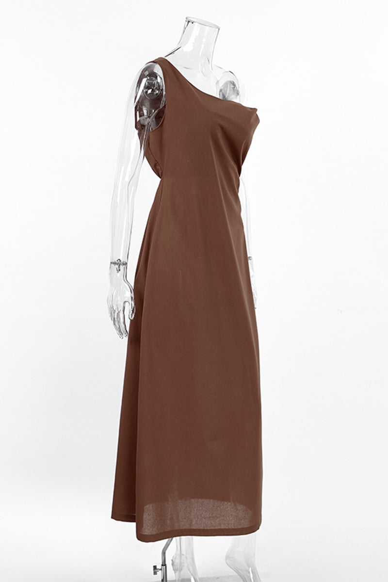 Casual Irregular Oblique Collar One Step Skirt Dresses