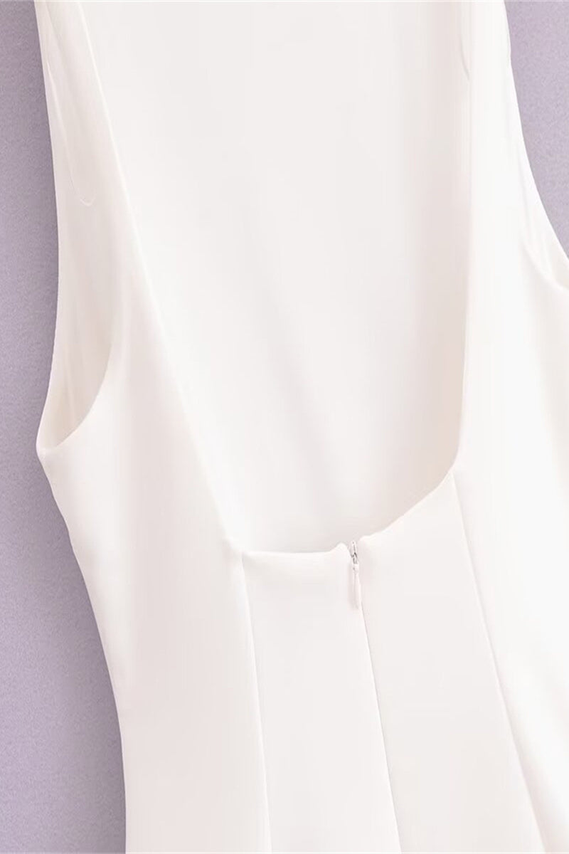 Vestidos sexys sin mangas con cuello redondo fruncido