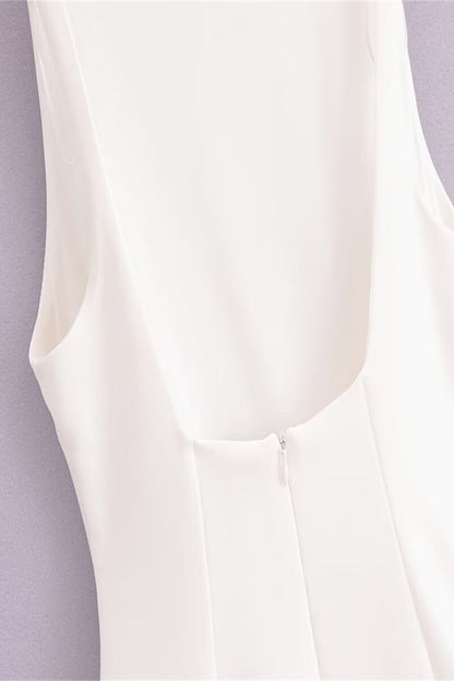 Vestidos sexys sin mangas con cuello redondo fruncido