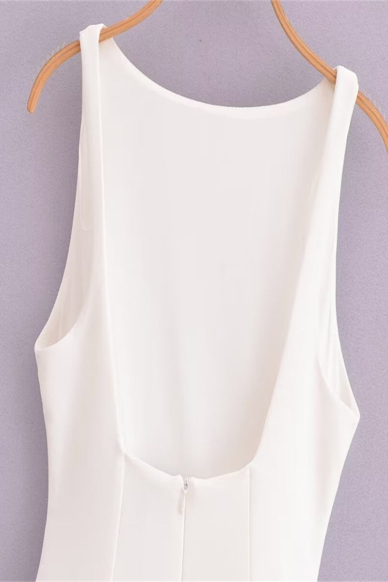 Vestidos sexys sin mangas con cuello redondo fruncido