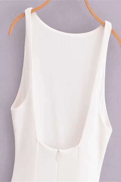 Vestidos sexys sin mangas con cuello redondo fruncido