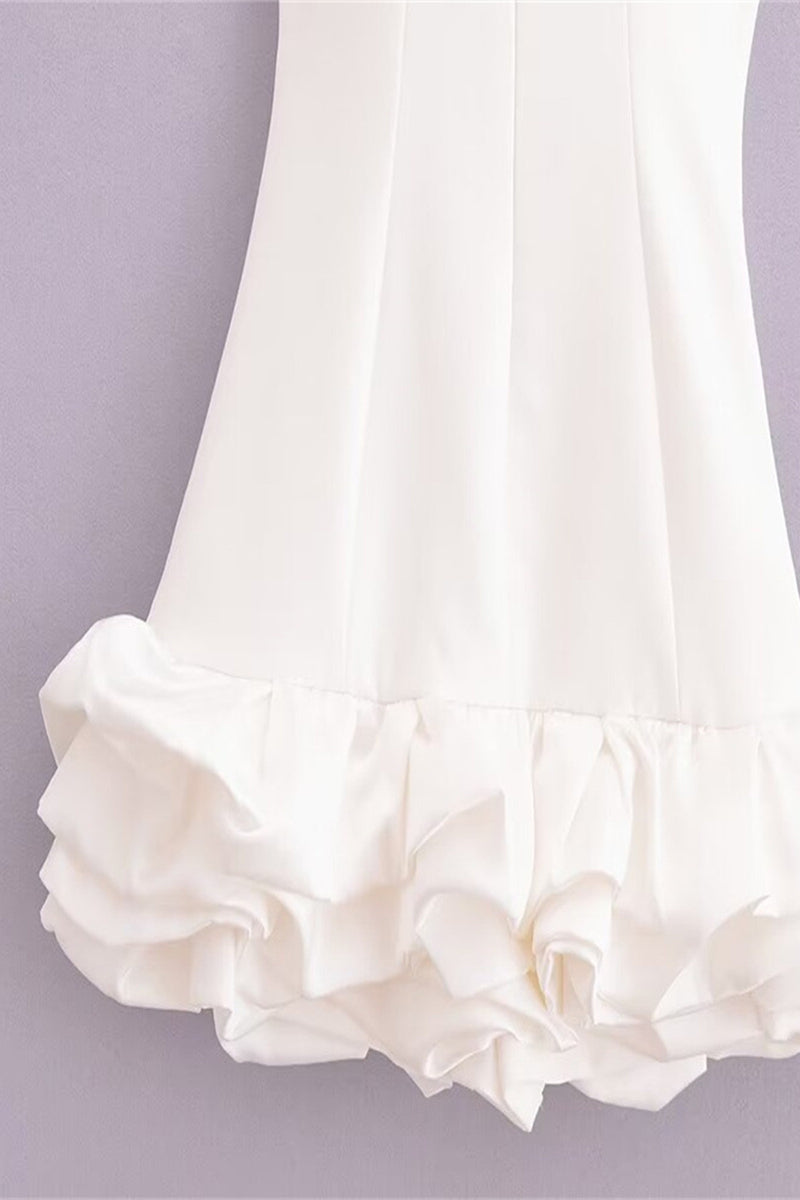 Vestidos sexys sin mangas con cuello redondo fruncido