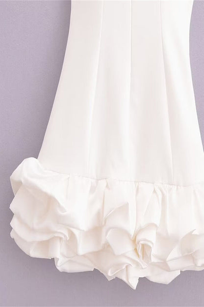 Vestidos sexys sin mangas con cuello redondo fruncido