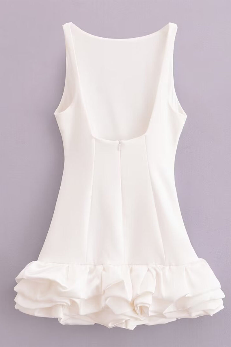 Vestidos sexys sin mangas con cuello redondo fruncido