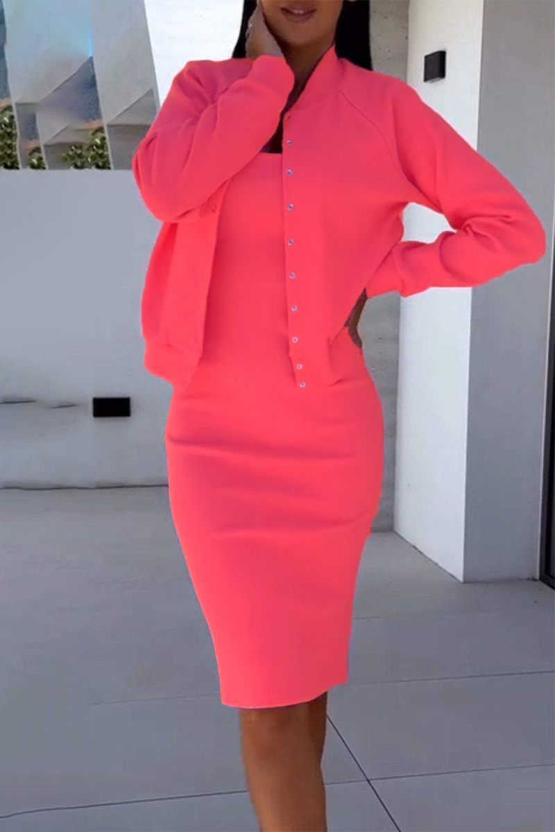 Casual Buttons Patchwork Long Sleeve Two Pieces(5 Colors)