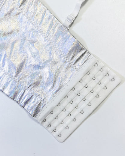 Fishbone Fluorescent Pu Leather Halter Top