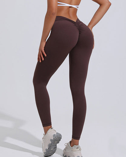 V-Waist Butt Lifting Peach Leggings High Waist SportsYoga Pants